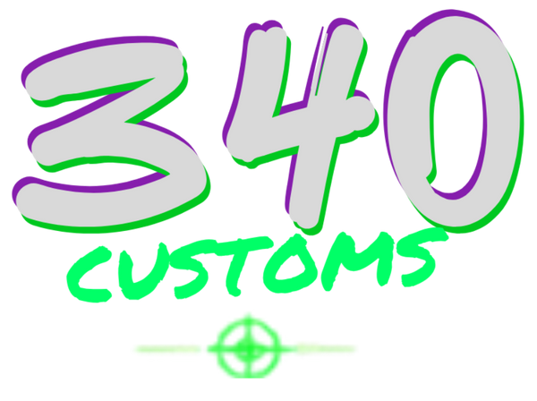 Logo for 340 Customs with a stylized '3' and '0' on a white background